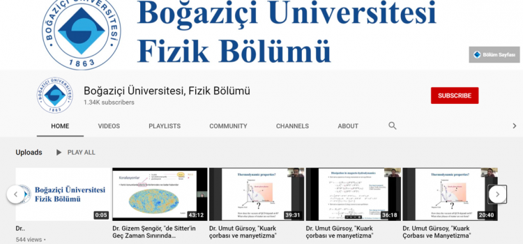 28.05.2020 – Boğaziçi Physics Department Youtube Seminar series